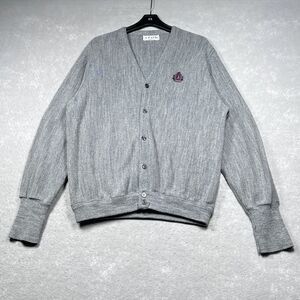 Vintage IZOD Cardigan Sweater Men's XL Gray Long Sleeve Embroidered Made In USA
